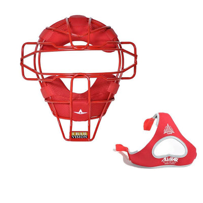 All Star Sports Baseball Catcher Face Mask w/ Luc Pads, Scarlet (Open Box)
