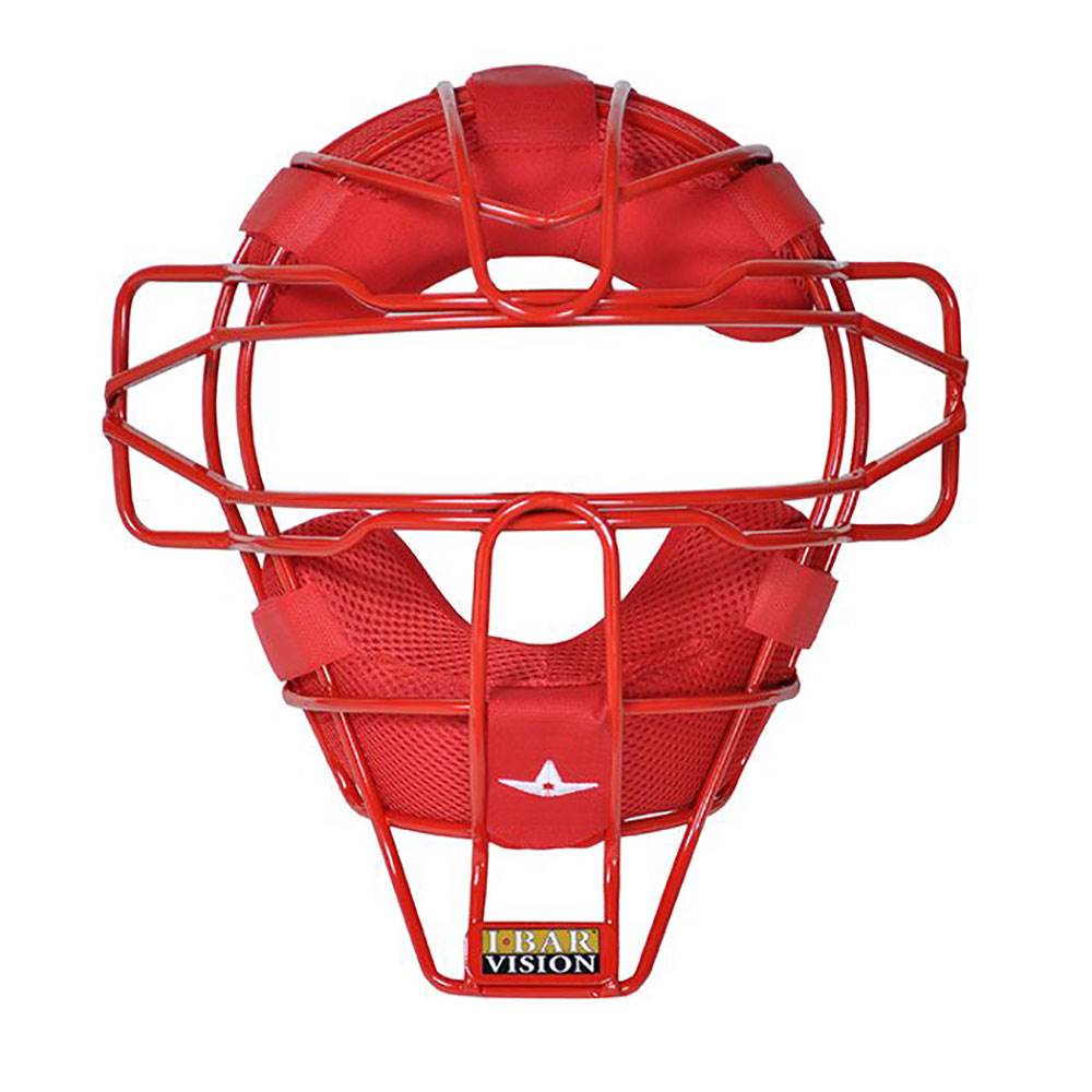 All Star Sports Baseball Catcher Face Mask w/ Luc Pads, Scarlet (Open Box)