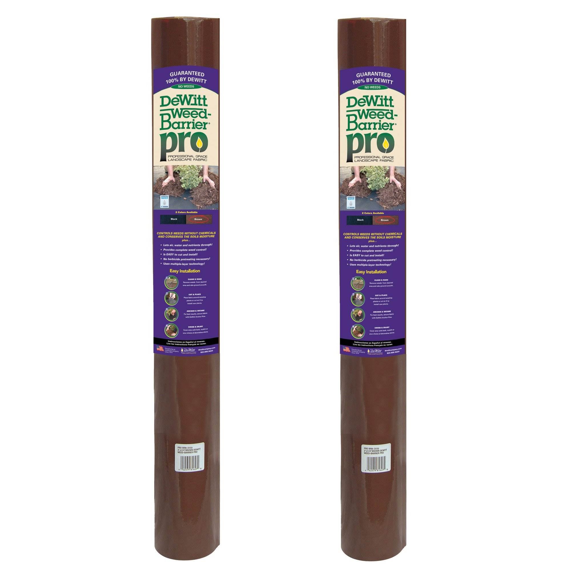 DeWitt Weed Barrier Pro Landscape Grass Fabric in Brown (3 Ounces) (2 Pack)