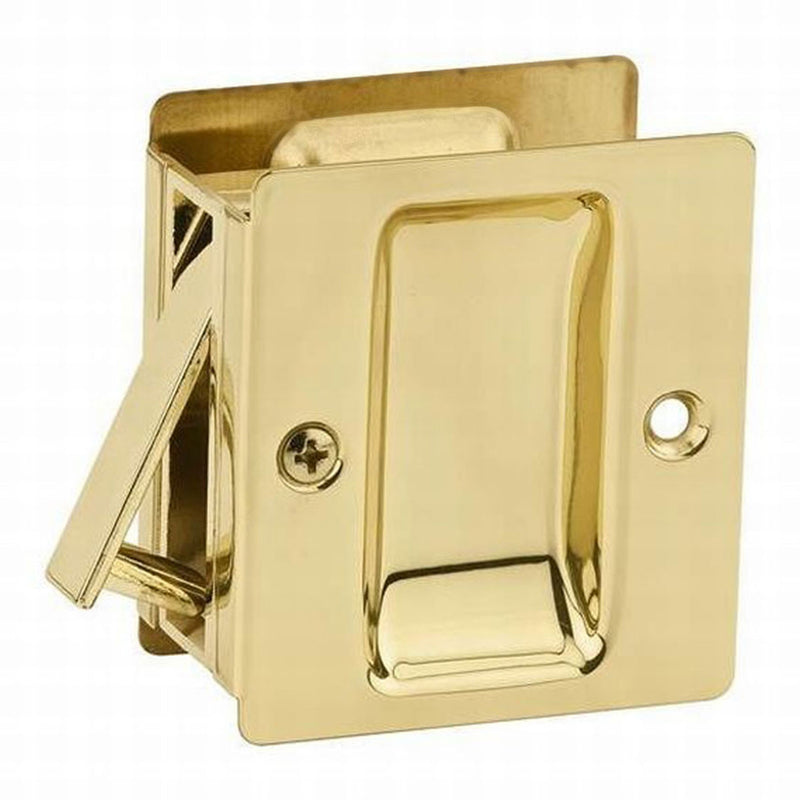 Kwikset Notch Hall & Closet 1.375 Inch Sliding Door Pocket Pull, Polished Brass