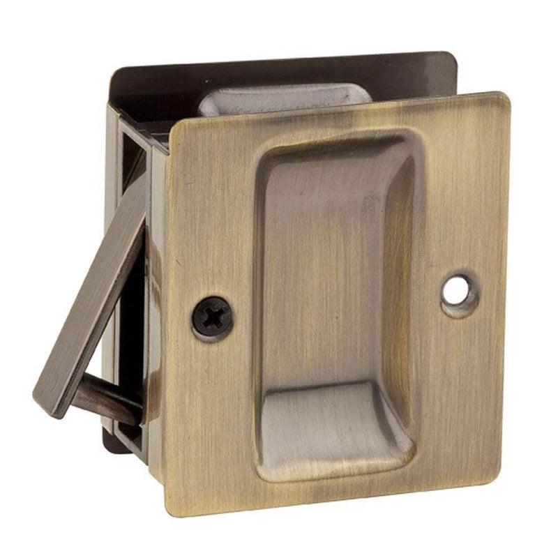 Kwikset Notch Closet Sliding Door Pocket Lock, Antique Brass (Open Box)