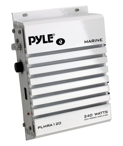 Pyle 240W 2 Channel Marine + Boat Waterproof Amplifier Audio Amplifier (2 Pack)