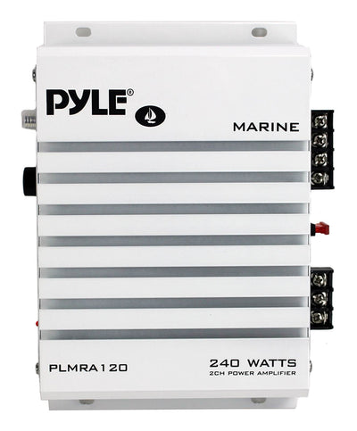 Pyle 240W 2 Channel Marine + Boat Waterproof Amplifier Audio Amplifier (2 Pack)