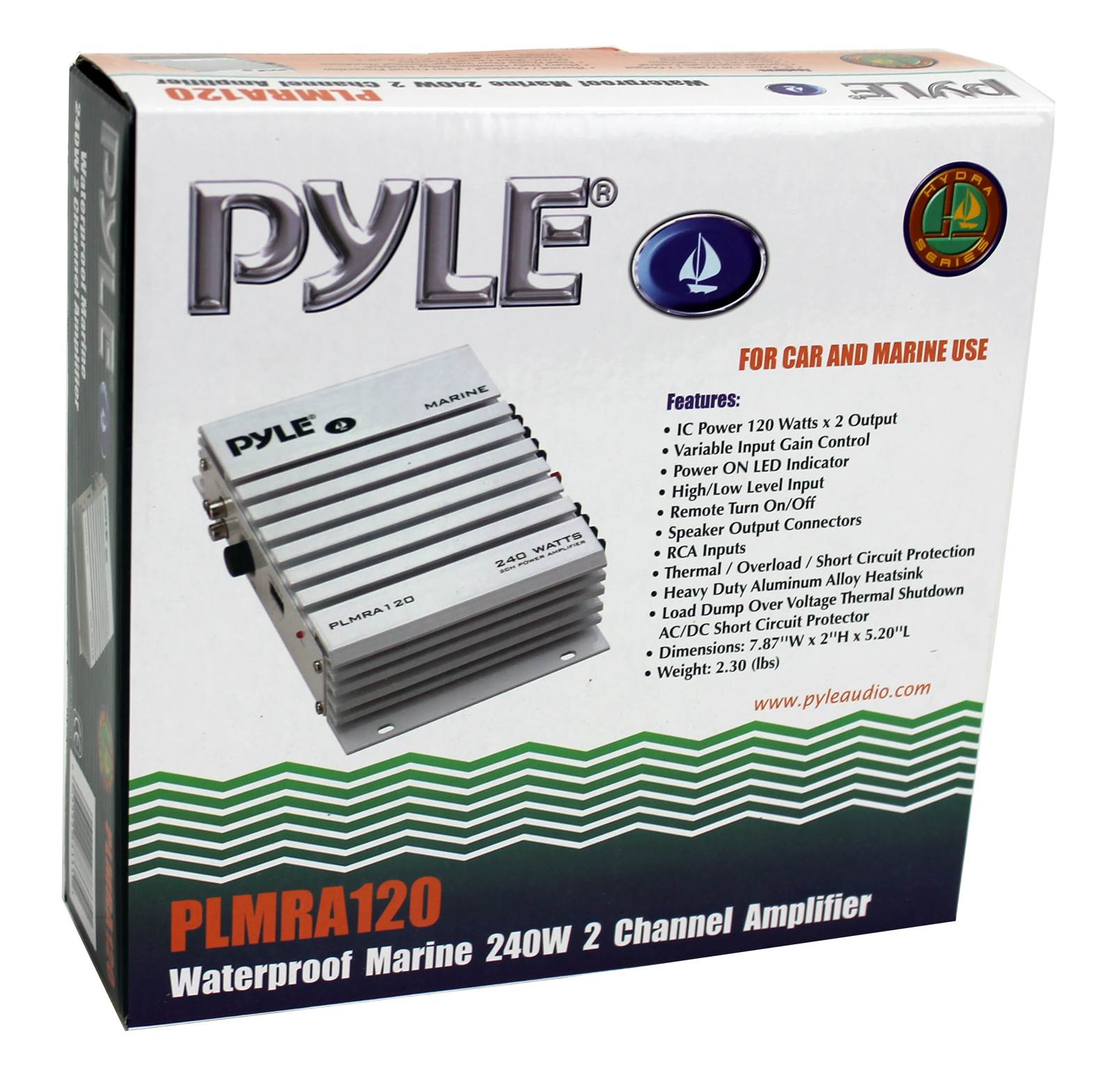 Pyle 240W 2 Channel Marine + Boat Waterproof Amplifier Audio Amplifier (2 Pack)