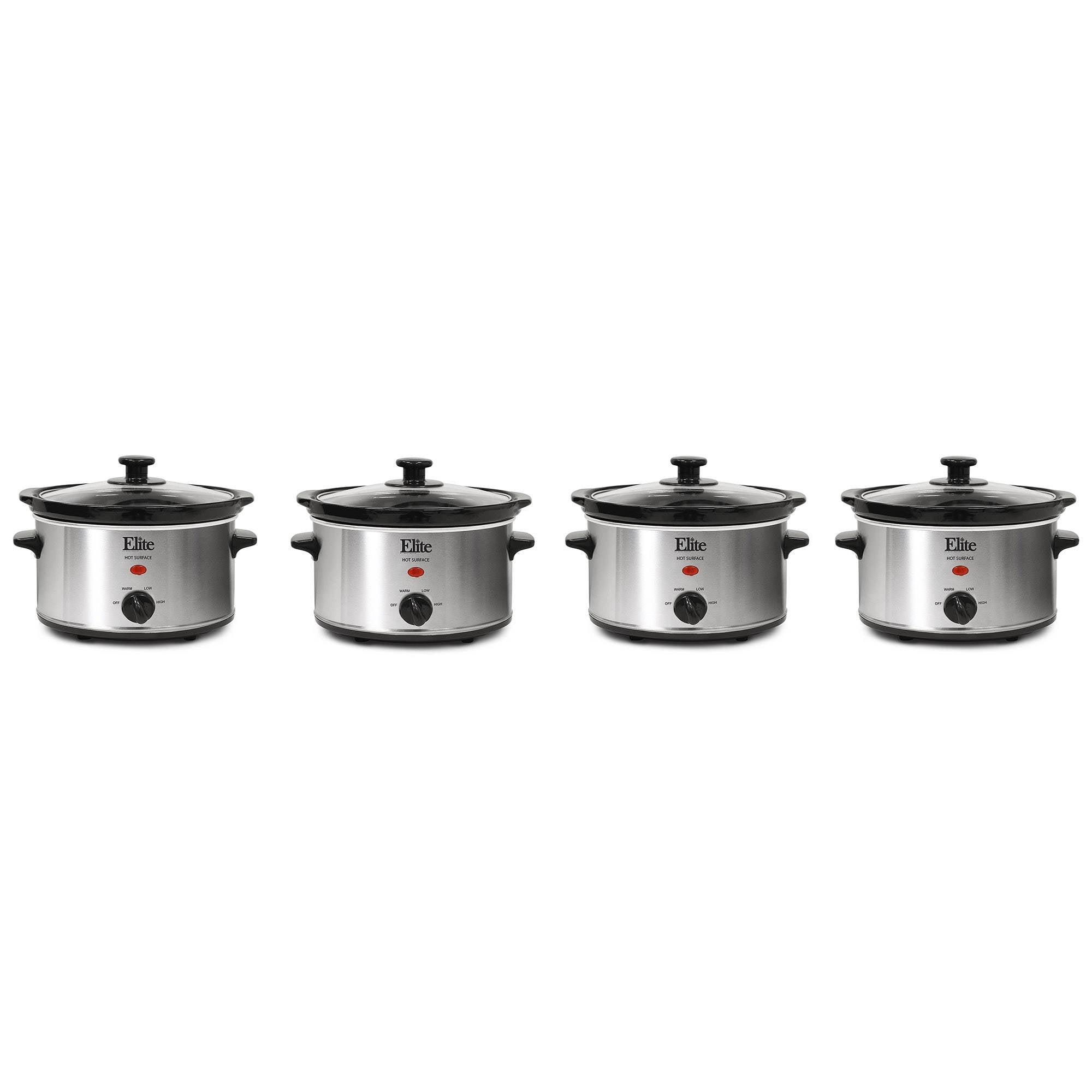 Maxi-Matic Elite Gourmet 2 Qt. Stainless Steel Small Oval Slow Cooker (4 Pack)