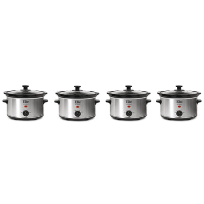 Maxi-Matic Elite Gourmet 2 Qt. Stainless Steel Small Oval Slow Cooker (4 Pack)