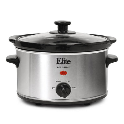 Maxi-Matic Elite Gourmet 2 Qt. Stainless Steel Small Oval Slow Cooker (4 Pack)