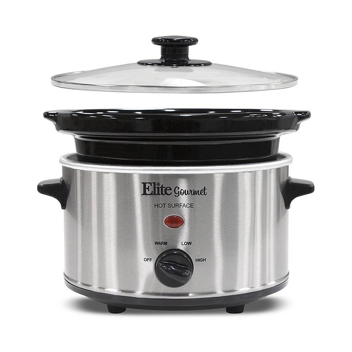 Maxi-Matic Elite Gourmet 2 Qt. Stainless Steel Small Oval Slow Cooker (4 Pack)