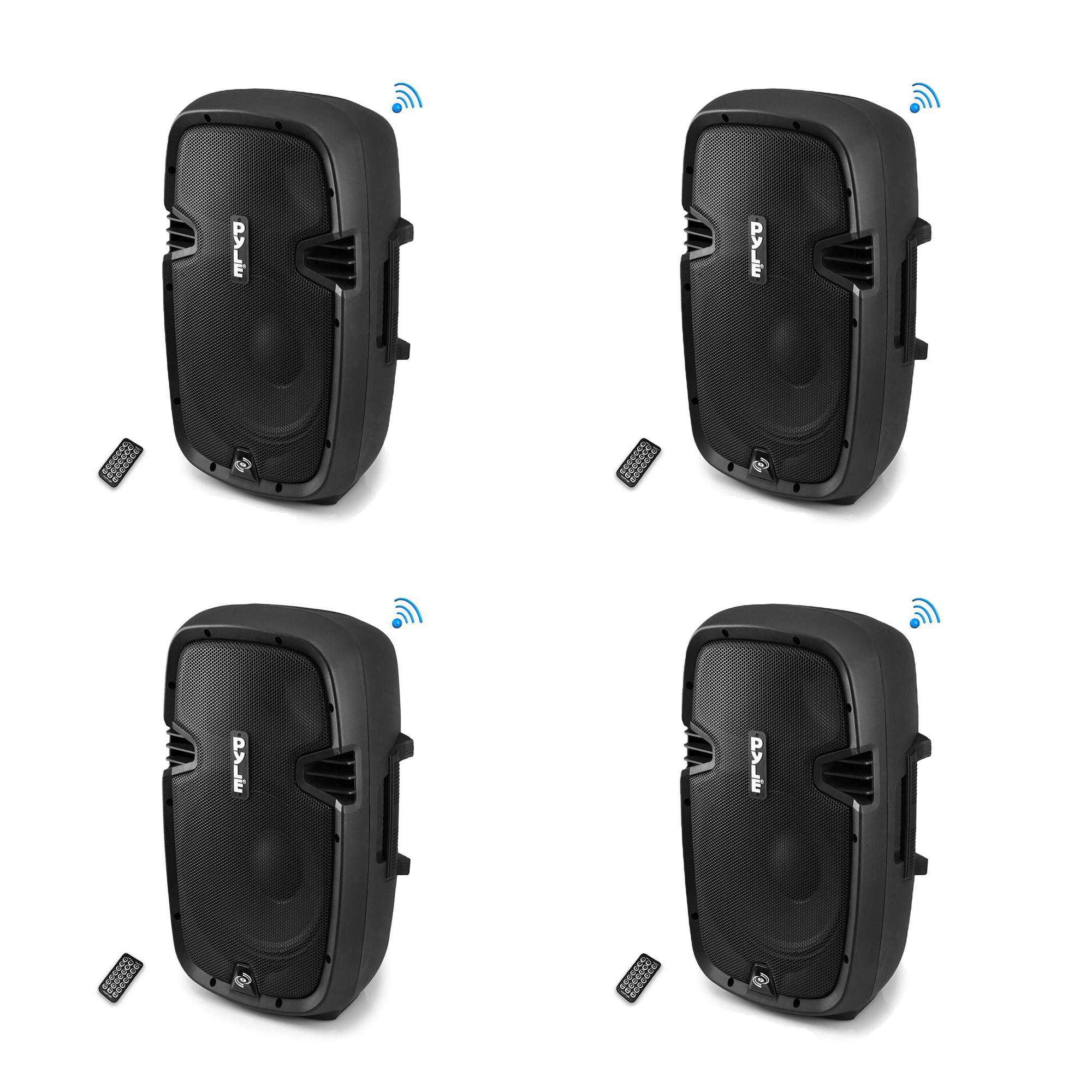PylePro PPHP1237UB 900W 12 Inch Bluetooth DJ PA Black Speaker System (4 Pack)