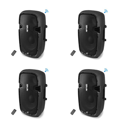 PylePro PPHP1237UB 900W 12 Inch Bluetooth DJ PA Black Speaker System (4 Pack)