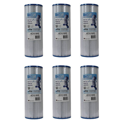 Unicel 4CH-949 Replacement 50 SqFt Filter Cartridge for Spa, 210 Pleats (6 Pack)