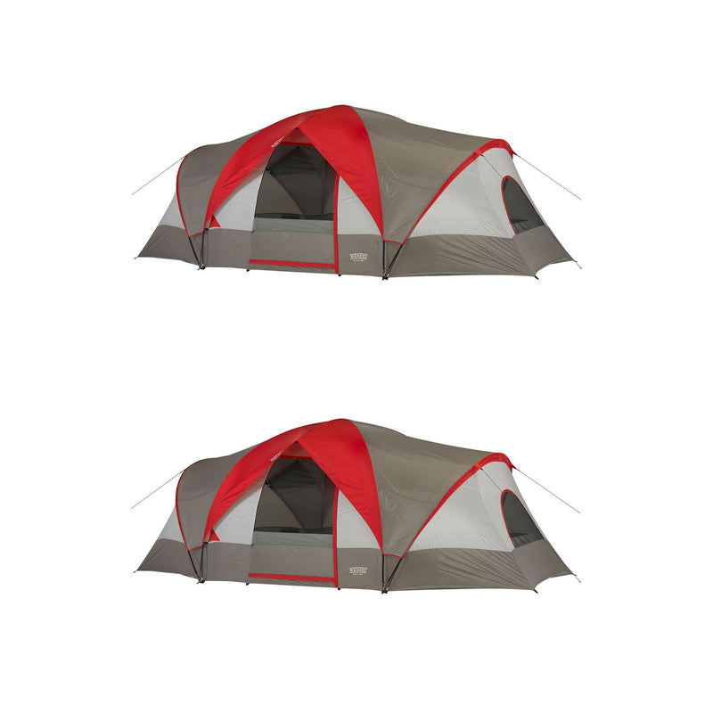 Wenzel Great Basin 10 Person 3 Room Easy Setup Family Camping Dome Tent (2 Pack)