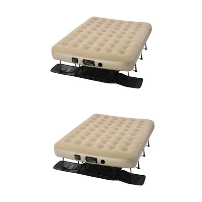 Serta EZ Queen Raised Air Mattress Bed & Frame with NeverFlat AC Pump (2 Pack)