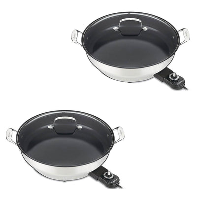 Cuisinart Green Gourmet Non Stick 14 Inch Family Size Electric Skillet (2 Pack)