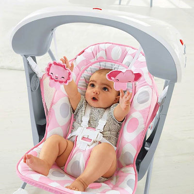 Fisher-Price Deluxe Take Along Soothing Infant Baby Swing & Seat, Pink (2 Pack)