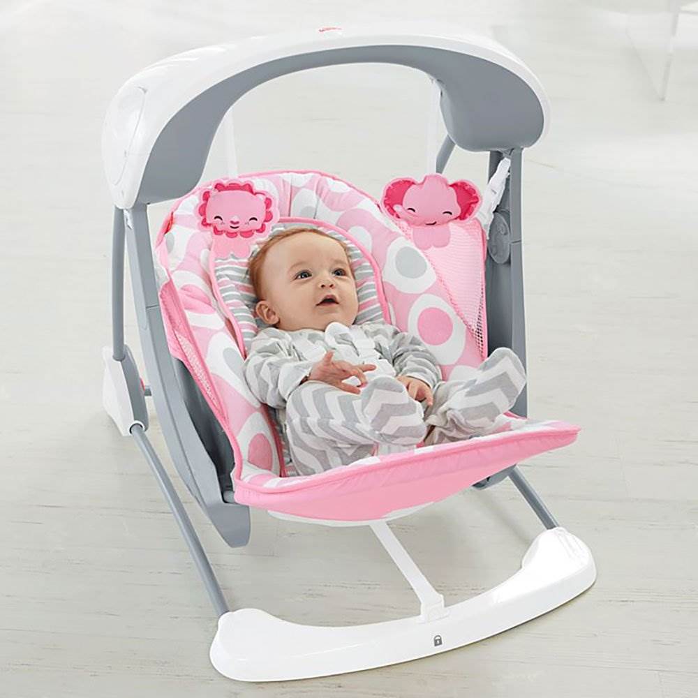Fisher-Price Deluxe Take Along Soothing Infant Baby Swing & Seat, Pink (2 Pack)
