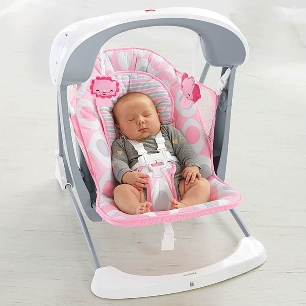 Fisher-Price Deluxe Take Along Soothing Infant Baby Swing & Seat, Pink (2 Pack)