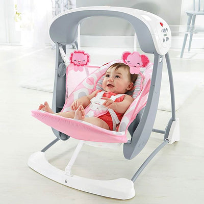 Fisher-Price Deluxe Take Along Soothing Infant Baby Swing & Seat, Pink (2 Pack)