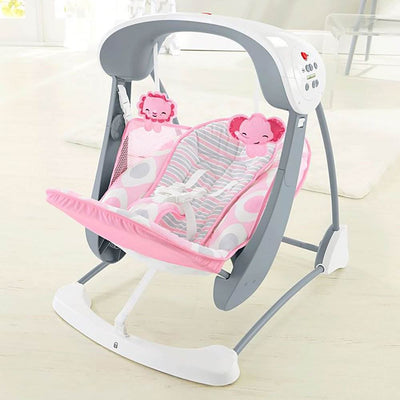 Fisher-Price Deluxe Take Along Soothing Infant Baby Swing & Seat, Pink (2 Pack)