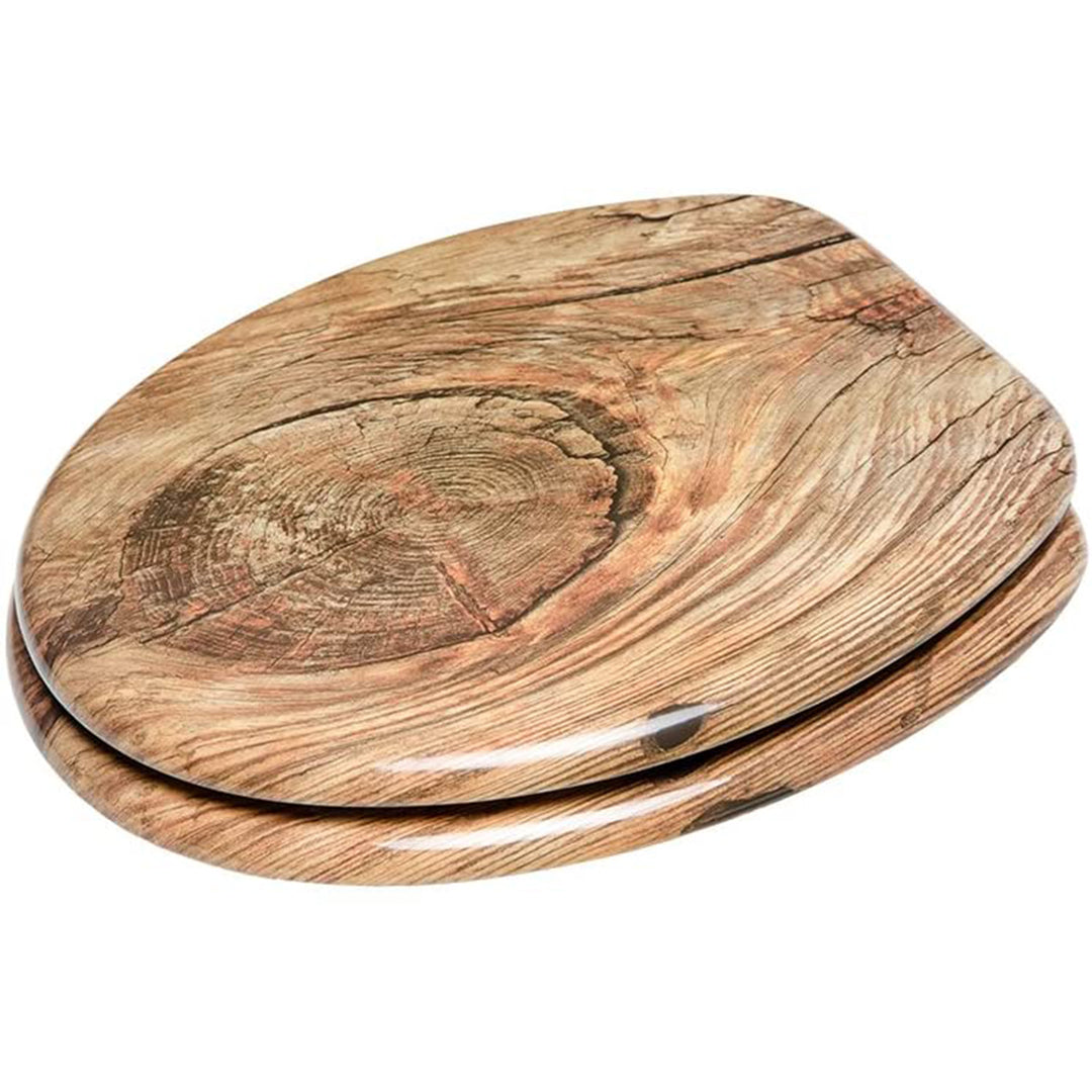 Sanilo 118 Round Silent Soft Close Molded Wood Toilet Seat, Rustic (Open Box)