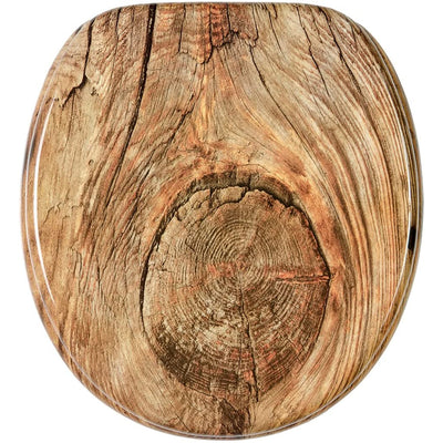 Sanilo 118 Round Silent Soft Close Molded Wood Toilet Seat, Rustic (Open Box)