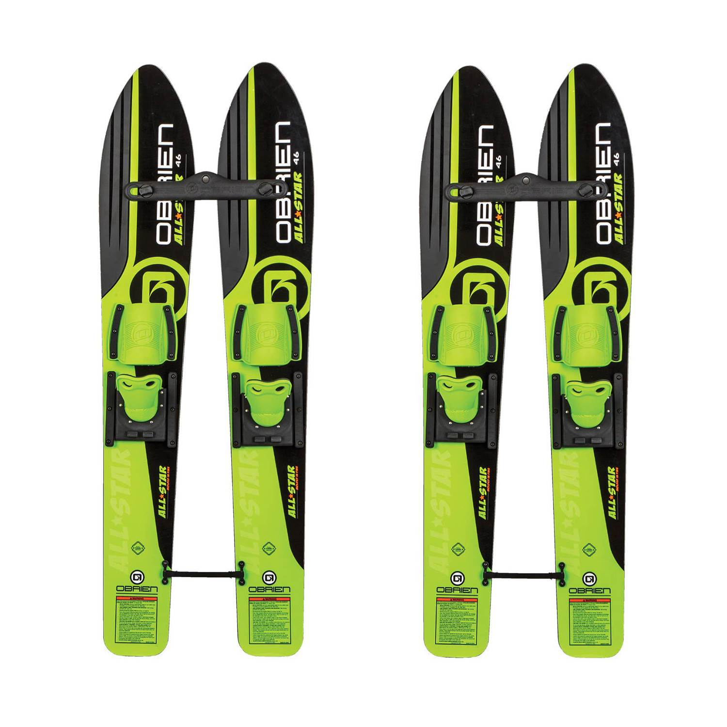 OBrien 46 Inch Children All Star Trainer Kids Combo Waterskis w/ Rope (2 Pack)