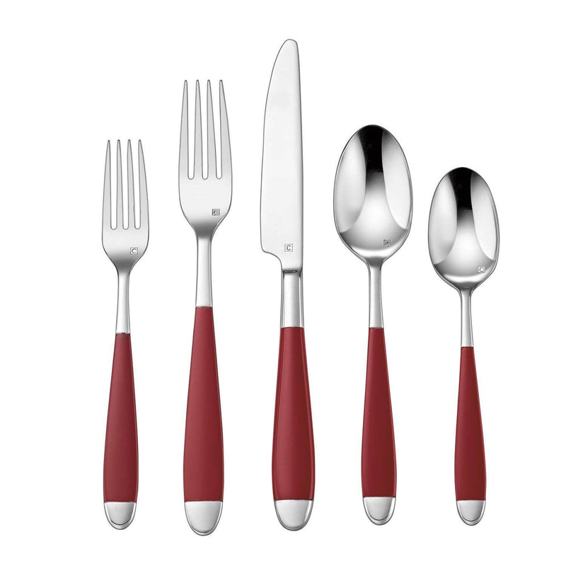 Cuisinart 20 Piece Forks Knives and Spoons Flatware Utensils Set, Red (2 Pack)