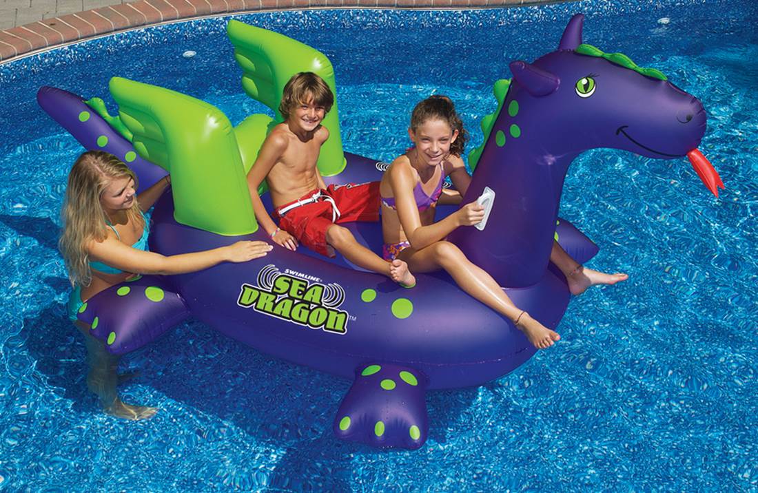 Swimline 90625 Pool Kids Giant Rideable Sea Dragon Inflatable Float Toy (4 Pack)