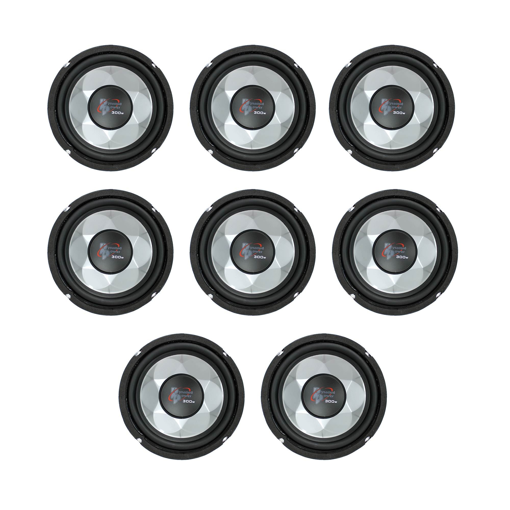 Pyramid 6 Inch 300 Watt 4 Ohm Car Audio Power Audio Subwoofer Woofer (8 Pack)