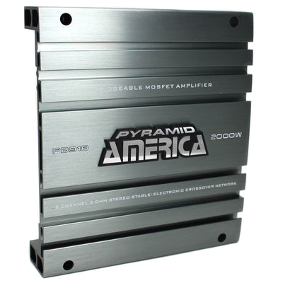 Pyramid PB918 2000W 2 Channel Car Audio Amplifier Power Amp Bridgeable (2 Pack)