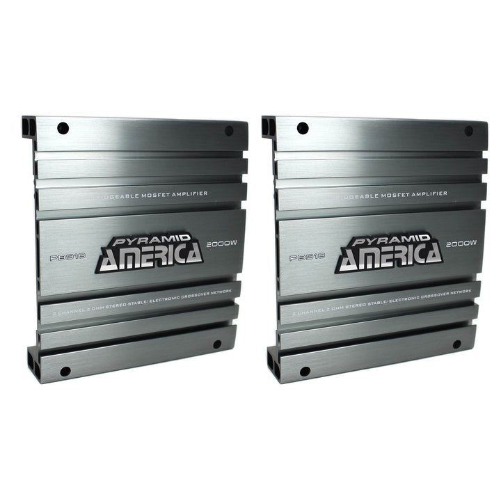 Pyramid PB918 2000W 2 Channel Car Audio Amplifier Power Amp Bridgeable (2 Pack)