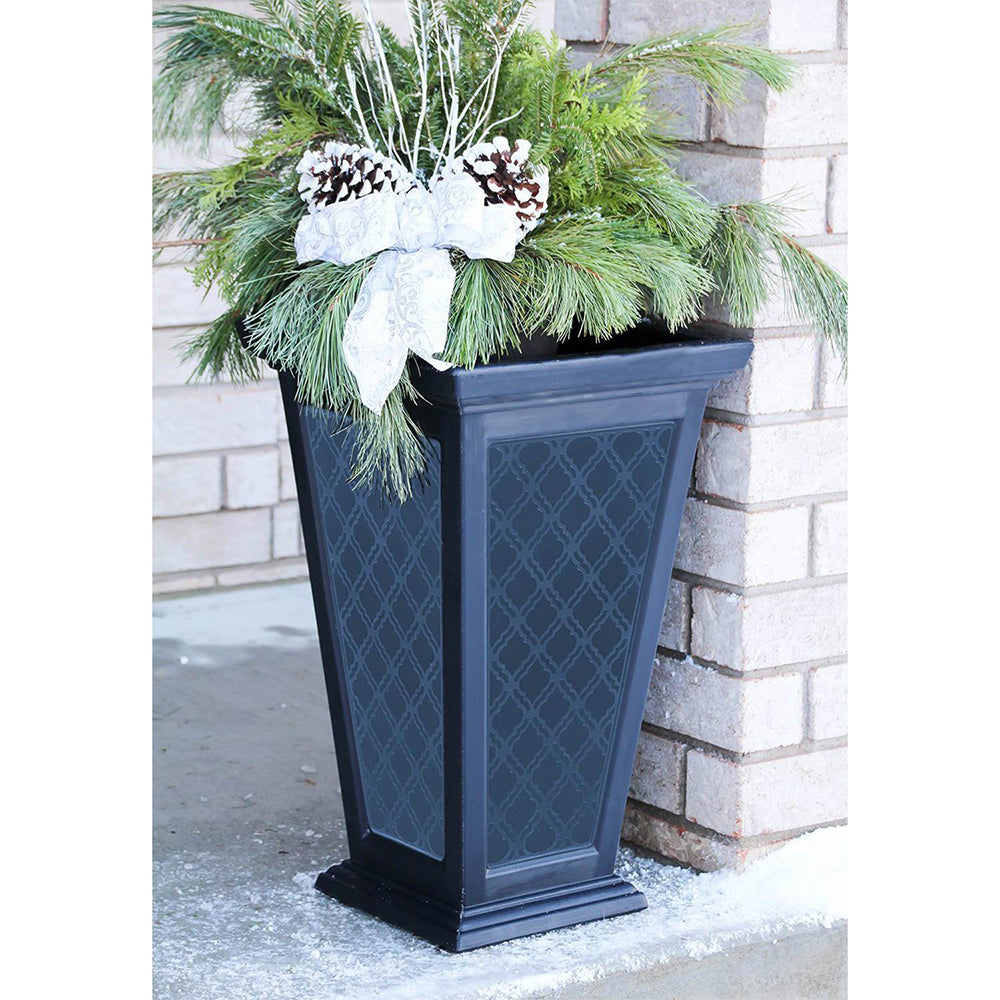 FCMP Outdoor 24" Casablanca Self Watering Freestanding Pedestal Home Planter Set (Refurbished)