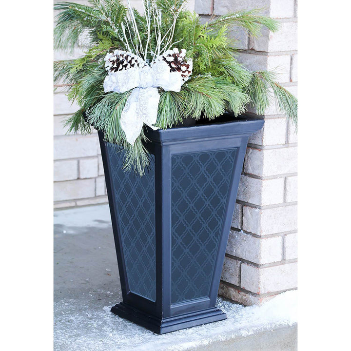 FCMP Outdoor Casablanca Resin 24" Self-Watering Pedestal Taper Planter, 2 Pack