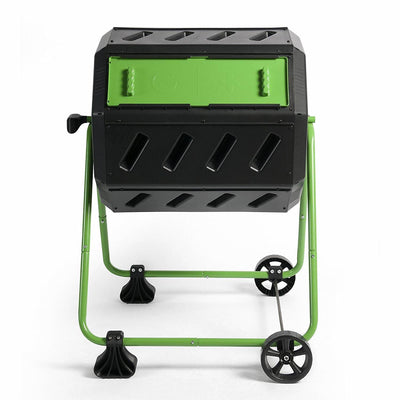 Hot Frog 37 Gallon Dual Chamber Tumbling Composter Bin (Open Box) - VMInnovations