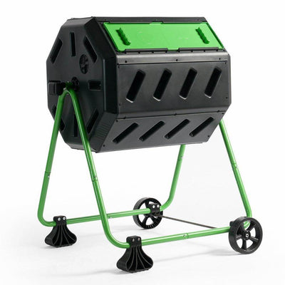 Hot Frog 37 Gallon Dual Chamber Tumbling Composter Bin (Open Box) - VMInnovations