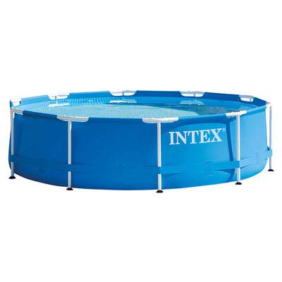 Intex 10 x 2.5 Foot Round Metal Frame Backyard Swimming Pool, Blue (For Parts)