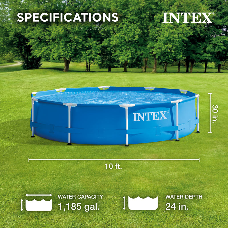 Intex 10 x 2.5 Foot Round Metal Frame Backyard Swimming Pool, Blue (For Parts)