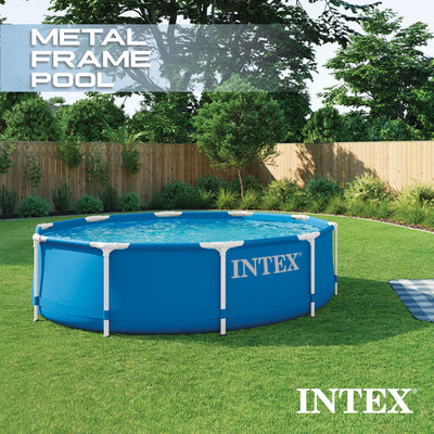 Intex 10ft x 30in Round Metal Frame Above Ground Swimming Pool w/Filter Pump