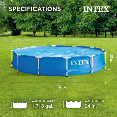 Intex 12 Foot x 30 Inches Metal Frame Pool, Pump Not Included (Open Box)