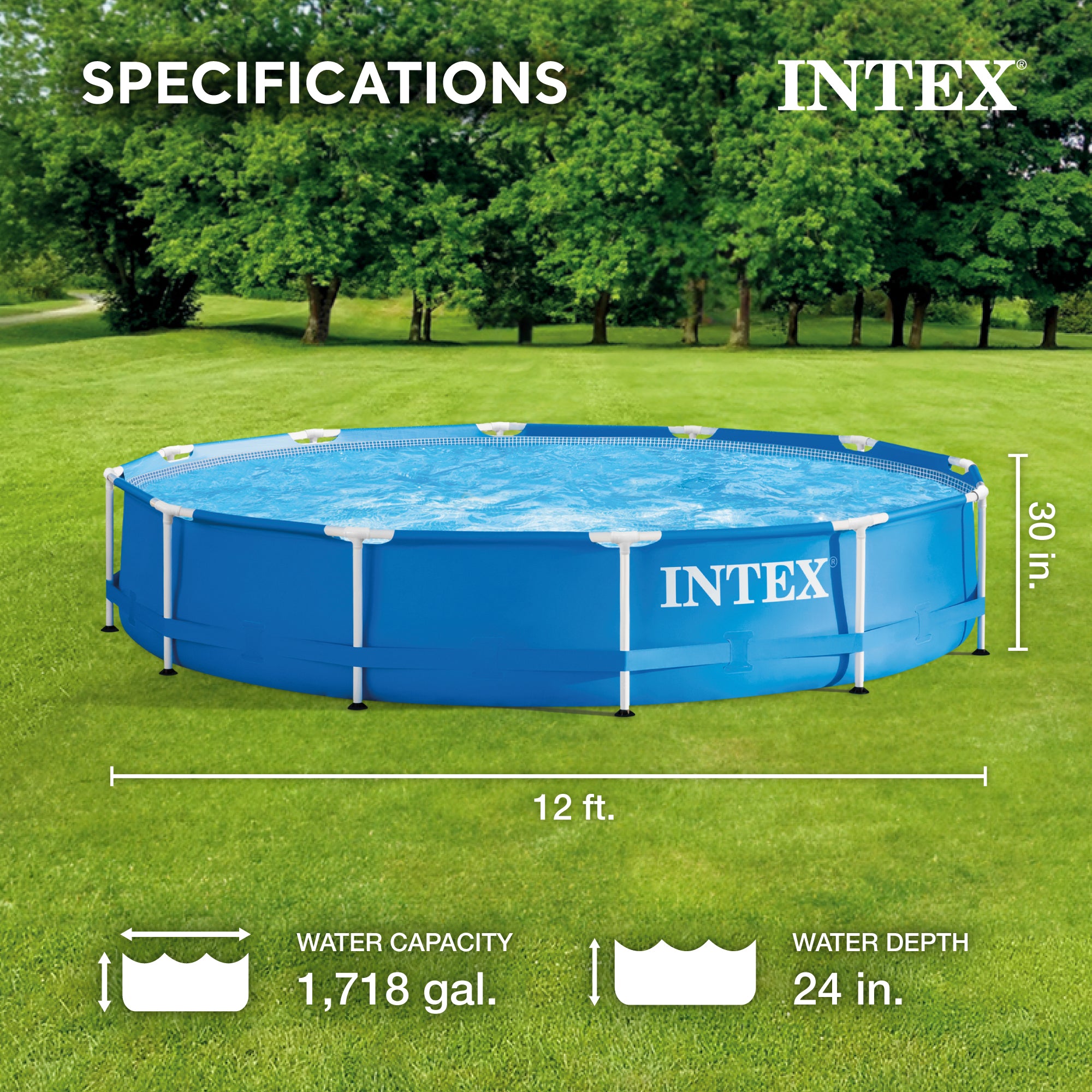 Intex 12 Foot x 30 Inch Above Ground Swimming Pool (Pump Not Included)(Used)