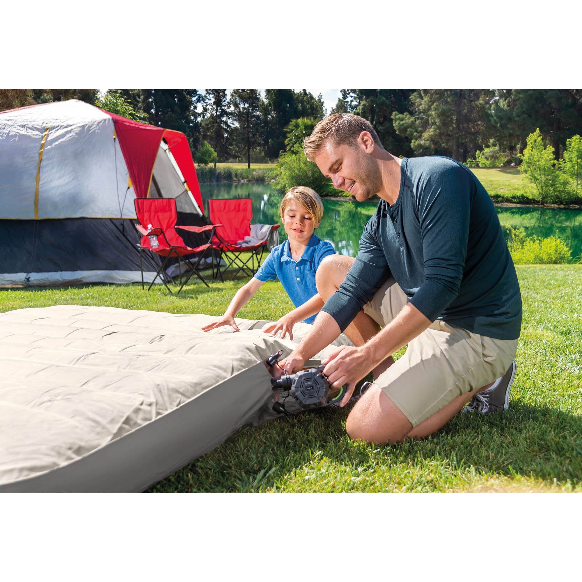 Intex 66641E 120V Quick Fill Rechargeable Inflatable Air Bed Pump (Open Box) - VMInnovations