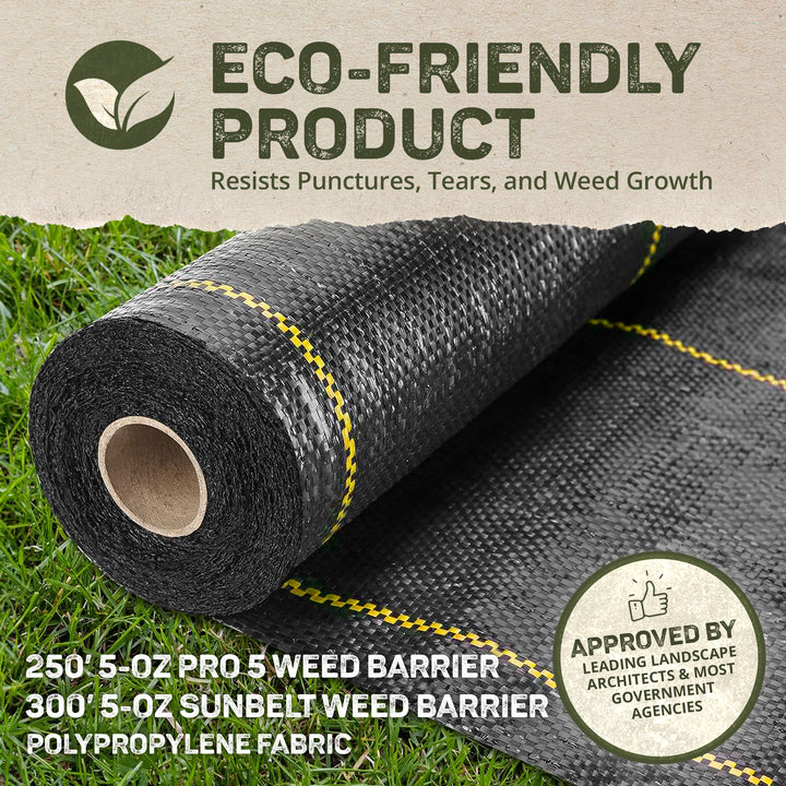 DeWitt 250 Foot Weed Barrier Fabric and 300 Feet Sunbelt Weed Barrier Fabric