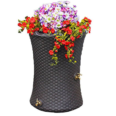 Good Ideas Impressions 50 Gallon Rain Barrel Planter Saver, Dark Brown (Used) - VMInnovations
