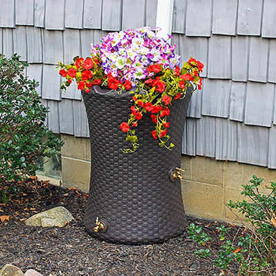 Good Ideas Impressions 50 Gallon Nantucket Rain Barrel Planter, Brown (3 Pack)