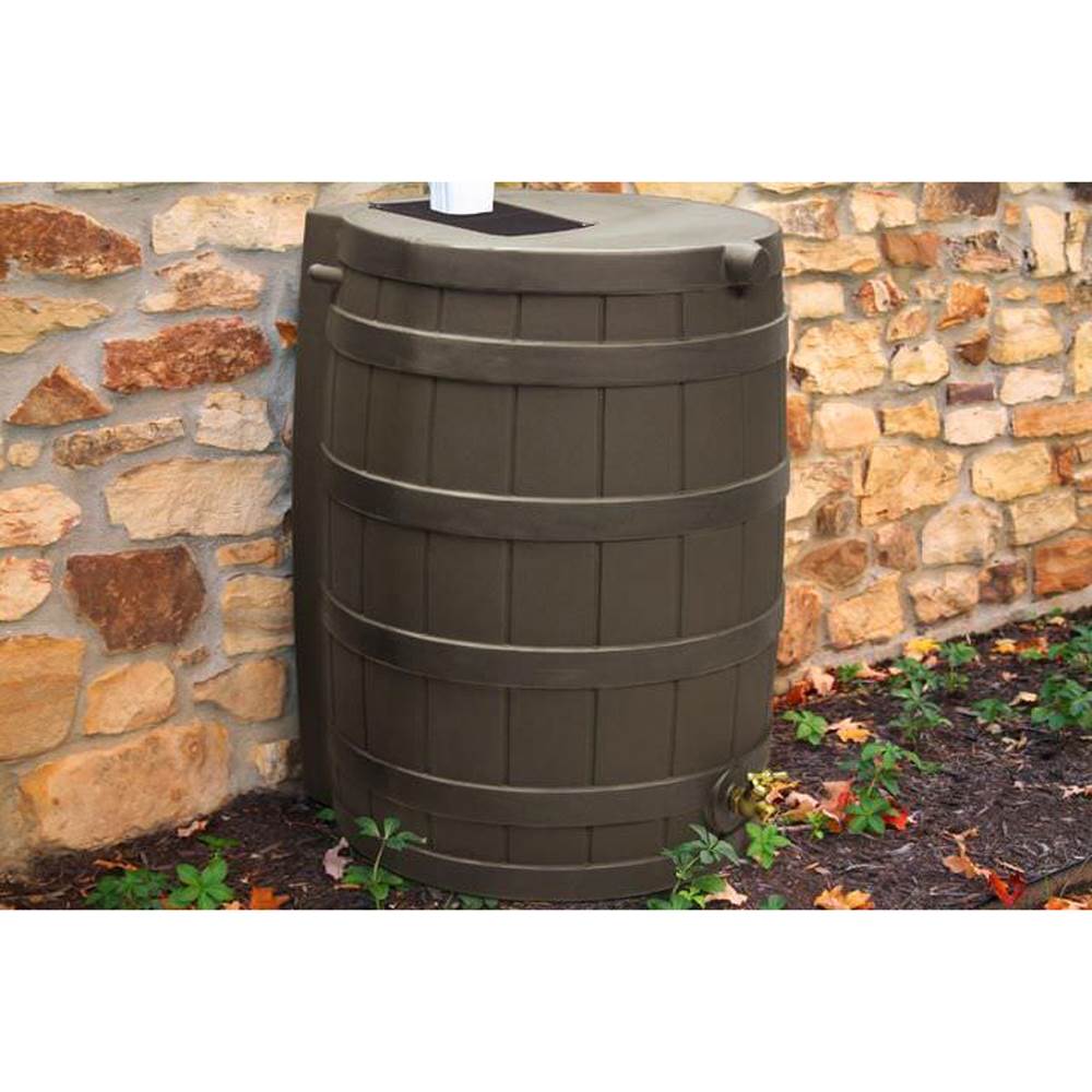 Good Ideas Rain Wizard 40G Plastic Rainwater Collection Barrel, Oak (Open Box) - VMInnovations