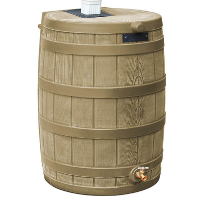 Good Ideas Rain Wizard 50 Gal Plastic Rainwater Collection Barrel, Khaki (Used)