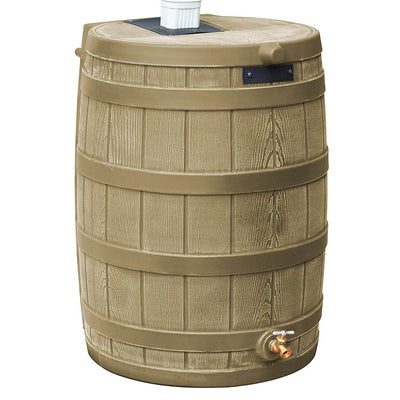 Good Ideas Rain Wizard 50 Gallon Plastic Rain Barrel Water Collector, Khaki