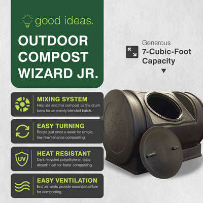 Good Ideas Compost Wizard Jr Outdoor Garden Compost Bin, Black (For Parts)