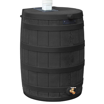 Good Ideas Rain Wizard 50 Gal Plastic Rain Barrel with Brass Spigot Black (Used)