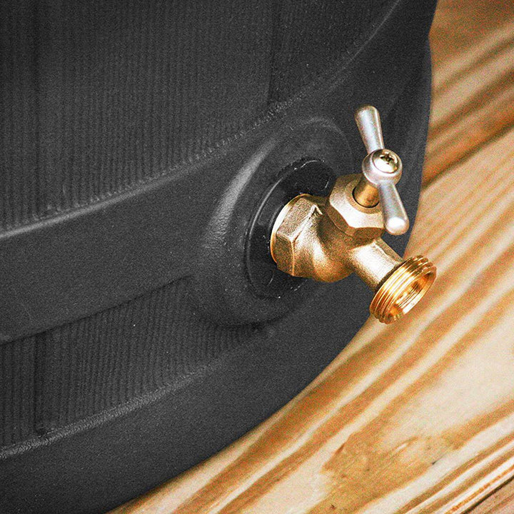 Good Ideas Rain Wizard 50 Gal Plastic Rain Barrel with Brass Spigot Black (Used)
